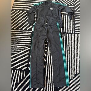Adidas Track Suit Black Jacket with Teal Accents